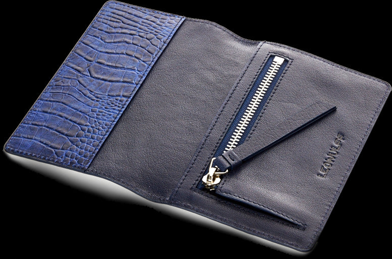 India blue croco passport-holder - Satisphy Dev