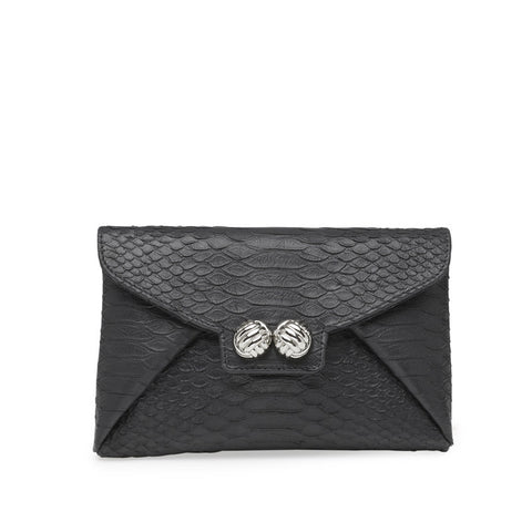 Mercer black silver clutch